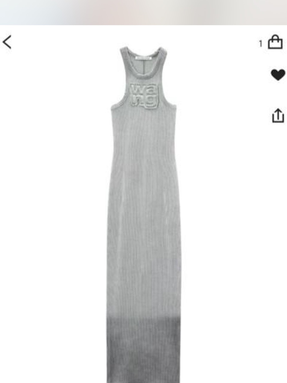 Alexander Wang Grey Ribbed Maxi Tank Dress with Chest Embellishment